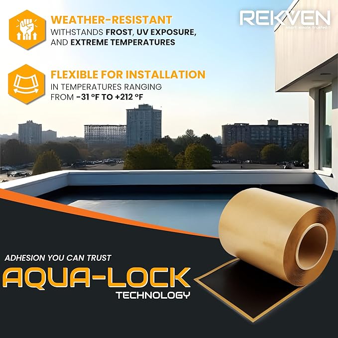 EPDM Rubber Roofing Seam Tape Kit - 30 Feet x 6 Inch - Double Sided Butyl Tape – Black Self Adhesive for Liner Bonding Sealing Repairs – Works with EPDM TPO Hypalon and Other Membranes