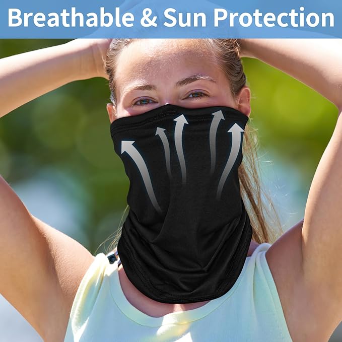 5 Pack Neck Gaiter Face Cover for UV Sun Protection, Dustproof Breathable Cooling Gator for Men Women Outdoor Sports