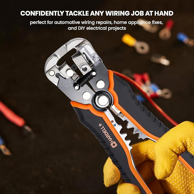 HARDELL+ Wire Stripper Tool, 3-in-1 Automatic Wire Stripper, Self Adjusting Wire Crimping For 10-24 AWG Cables, Electrical Wire Strippers Crimpers With 99PCS Accessory For Stripping, Clamping, Cutting