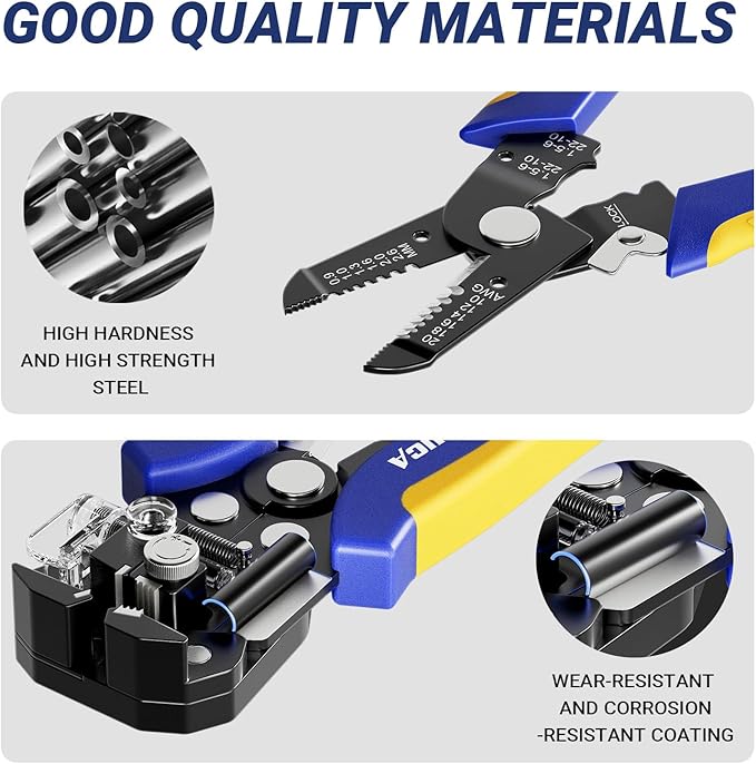 haisstronica Wire Stripper Tool Set, 10-24 AWG Self-Adjusting & Manual, Heavy Duty Electrical Wire Strippers for Electronics Repair, Electrician Wiring, DIY Projects
