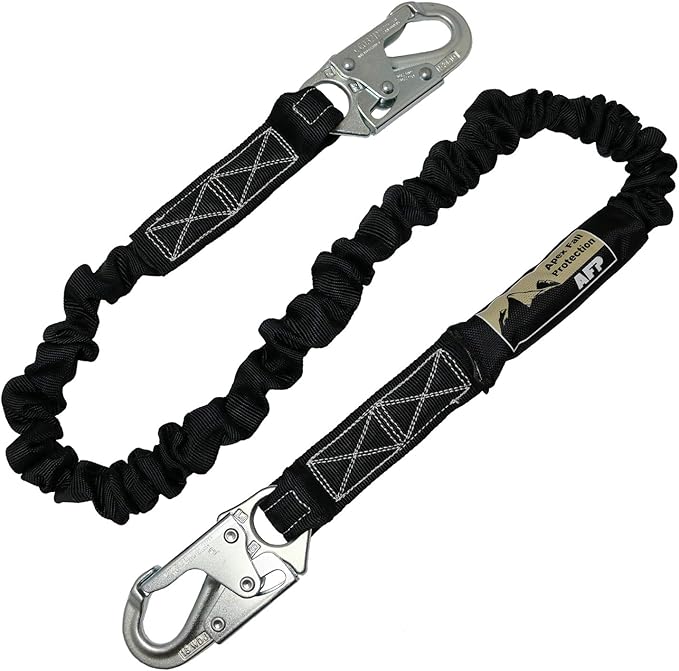 AFP 6 FT Single Leg Internal Shock Absorbing Safety Lanyard with Dual Snap Hooks