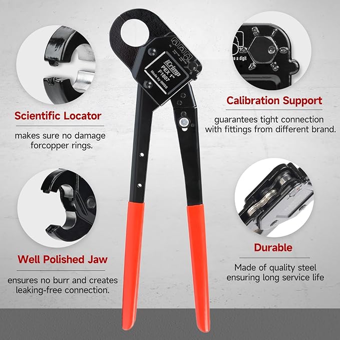 iCrimp Angle Head F1807 PEX Pipe Crimping Tool for Copper Rings - 1-inch Angle Single Crimper, Suitable for Tight Spaces