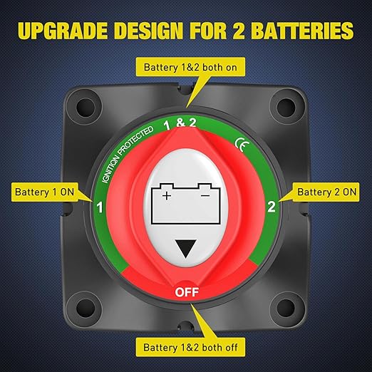 Nilight 1-2-Both-Off Battery Switch, 12V-48V Disconnect Master Cutoff Switches for Marine Boat Car RV ATV UTV Vehicle, Waterproof Heavy Duty Isolator