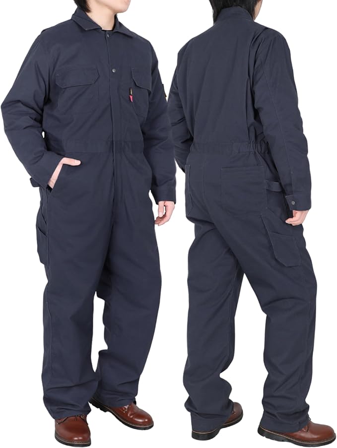 BOCOMAL FR Coveralls Men 7.5oz Cotton Twill Flame Resistant Fire Retardant Work Coverall NFPA 2112 HRC2