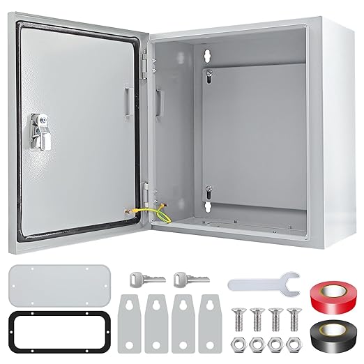 Electrical Box 12 x 12 x 8'' Steel Electrical Junction Box，NEMA 4X Steel Enclosure Box，Indoor&Outdoor Electrical Box Waterproof & Dustproof，Wall Mounted Universal，with Lock & Mounting Plate