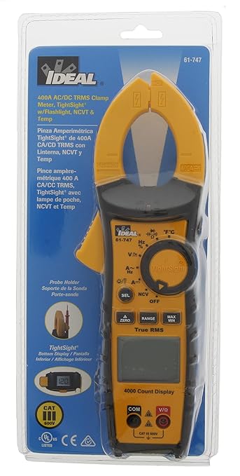 Ideal Electrical 61-747 TightSight 400 Amp 600-Volt Digital Truerms AC/DC Clamp Meter