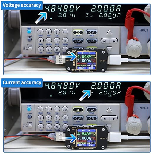 MakerHawk USB Multimeter USB Voltmeter Ammeter Load Tester USB Voltage Current PD Battery Power Capacity Charger Type C Meter Tester LCD Display Cable Resistance QC2.0/3.0/4.0 N10 1.44 Inch Screen