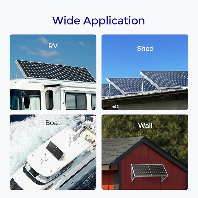 Renogy 50in Adjustable Solar Panel Mount Brackets with Foldable Tilt Legs on Any Flat Surface for RV, Roof, Boat, Supports Up to 320W, Over 160W Renogy N-Type Panels or 2 x 100W Panels