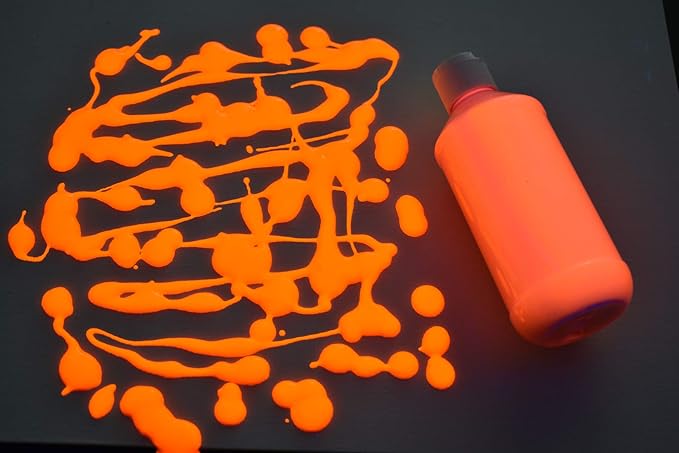 DirectGlow 8oz UV Blacklight Reactive Fluorescent Acrylic Paints (Orange)