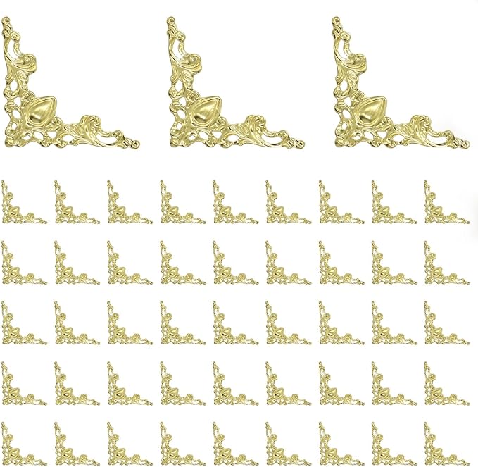 50 Pcs Corner Protector Guard Edge Cover, Book Scrapbooking Corner Protector Corner Decorative Protector Cover for Desk Case Box (Yellow)