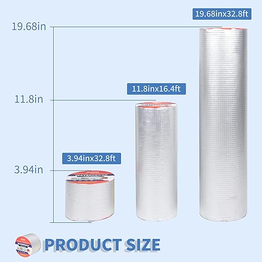 Waterproof Tape for Leaks Aluminum Butyl Tape with Adhesive for RV Repair, Glass Repairs, Air Mattress Patch, Window Caulking, Boat Sealing, Roof Patching 4in x 32.8ft