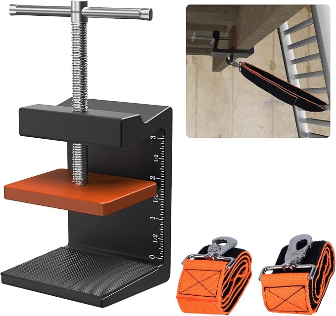 Ladder Stability Anchor, Ultimate Ladder Safety Kit, Ladder Guard Fall Protection Anchor, Anti-Slip Ladders Anchor Clamp Roof with Rack Straps