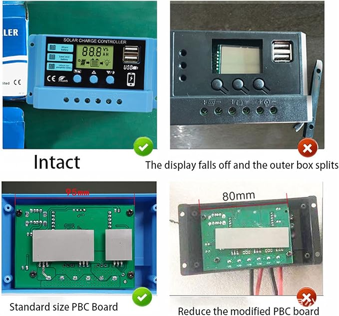 Peidesi PWM 30A Solar Charge Controller 12V 24V PV Regulator for Lifepo4 Lithium Gel Lead Acid for 100W 200W 300W Solar Panel LCD Display Dual USB 5V Output PDS-12V30A-CON
