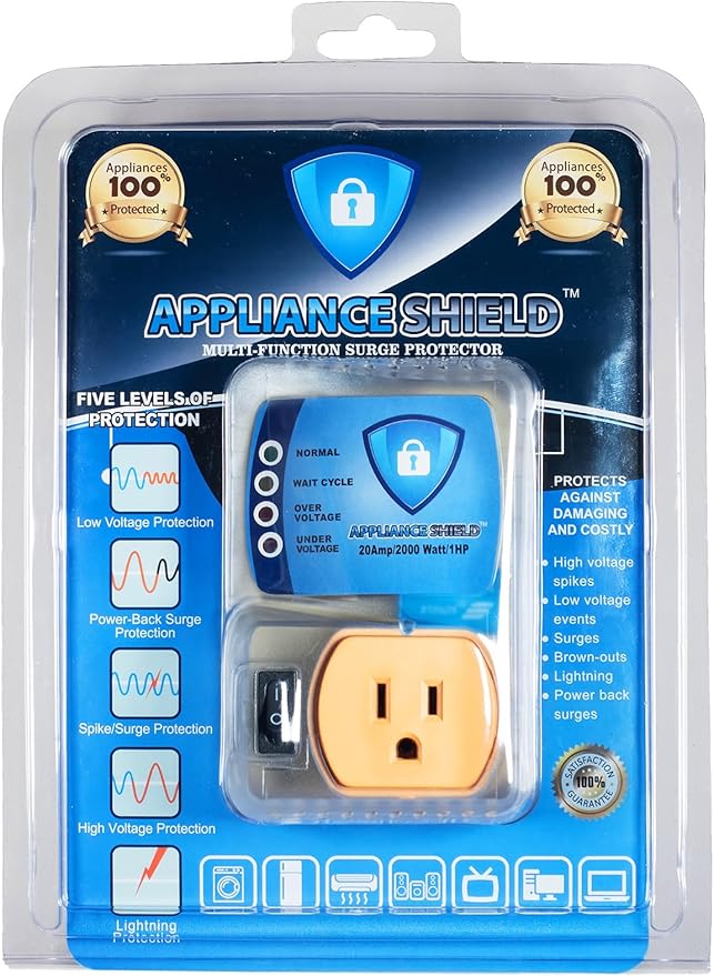 Surge Protector - Protects Appliances From Damaging & Costly Voltage Spikes/Dips. Great for Refrigerators, Freezers, Dryers, Computers. Best in Class 20 Amp, 2200 Watts.