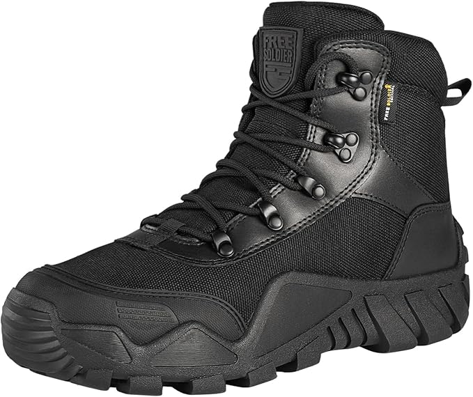 FREE SOLDIER Men's Waterproof Hiking Boots Tactical Work Boots Outdoor Lightweight Military Boots