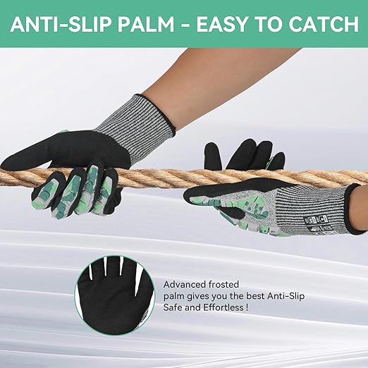 Safety Work Gloves, Impact Gloves for Men Women, Cut Resistant Non-Slip Heavy Duty Gloves with Nitrile Grip, Touch Screen Glove with Impact Protection for Mechanic Construction, Medium, Camo