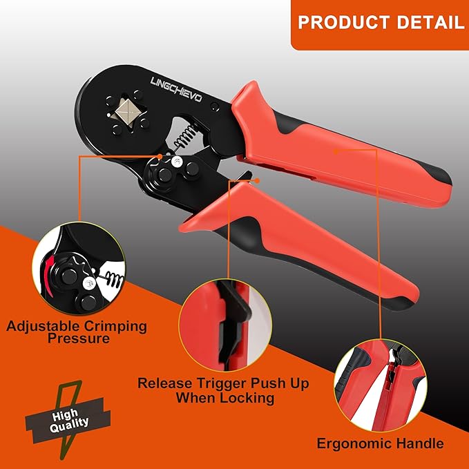 AWG 23-7 Ferrule Crimping Tool Kit with 1800PCS Connectors, Self-Adjustable Ratchet Crimper Pliers for Wire Ferrule End & Ring Terminals, Electrical & Automotive Crimping Tool