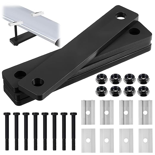 Zonon 28 Pcs Rooftop Tent Mounting Hardware Set Including 4 5.3" x 1" Flat Mending Plates 8 Screws 8 Nuts and 8 Aluminum Blocks