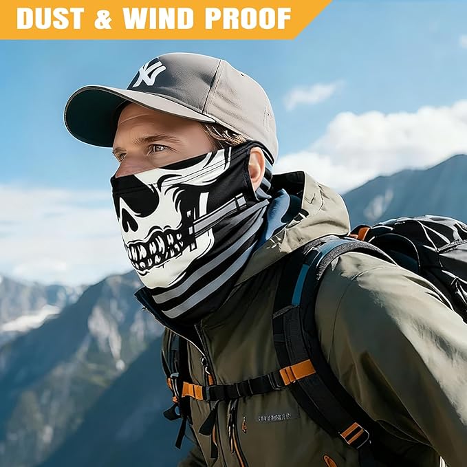 HONGTEYA 6 Pack Summer Neck Gaiter, UV Protection Cooling Face Mask, Breathable Bandana Head Scarf for Men Women