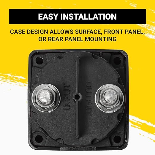 Spartan Power Battery ON/Off Disconnect Switch 300A - Ignition Protected, Heavy Duty Cutoff Switch for RV, Marine, and Automotive Battery - 12V to 48V - Black