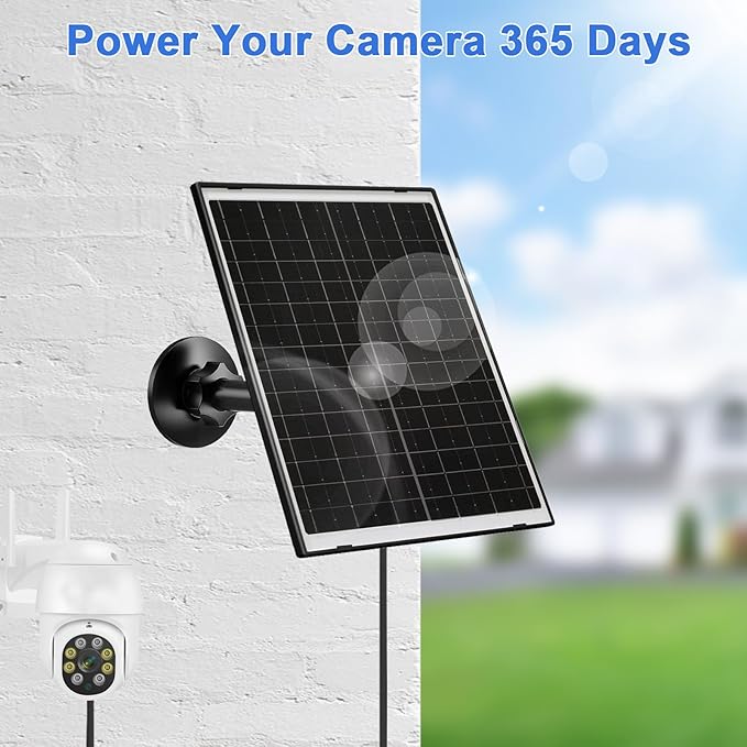 FUTUREZEN 10W Solar Panel for Security Camera, Trail Camera, Type-C Device, Solar Charger with USB-C, Micro USB & DC 5.5x2.1mm Port, IP66 Waterproof, Adjustable Mount, 7.2FT Cable, 2 Pack