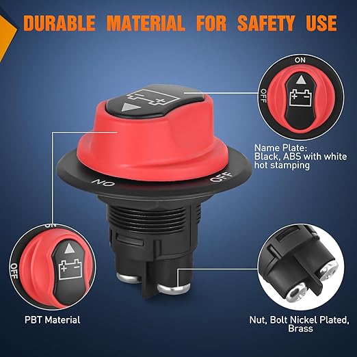 Nilight Battery Disconnect Switch 50A Master Disconnect Isolator 12V-48V On Off Power Cutoff Switch Waterproof Heavy Duty for Marine Boat Car RV ATV UTV Yacht, 2 Years Warranty