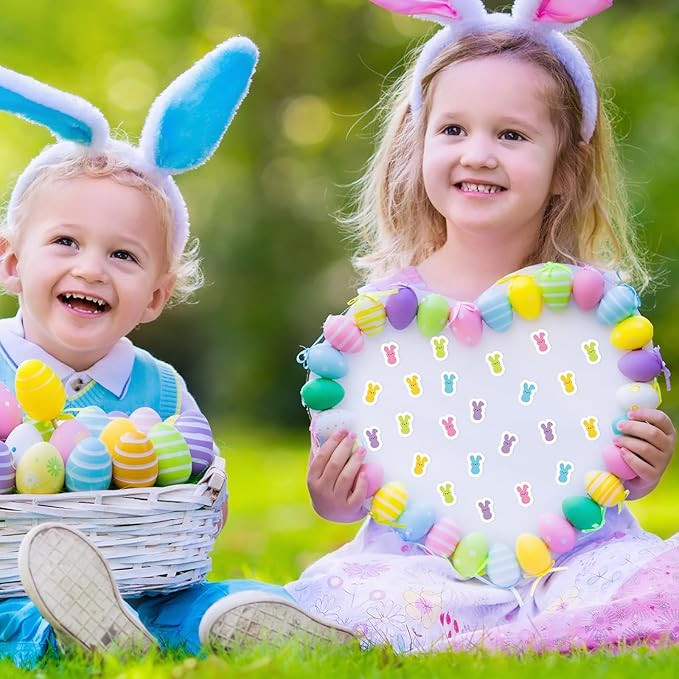 JarThenaAMCS 2400Pcs Mini Easter Bunny Sticker Pastel Rabbit Paper Decal 5 Colors Animal Adhesive Sticker for Planner Reward Envelope Scrapbook DIY Supplies, 0.5 in