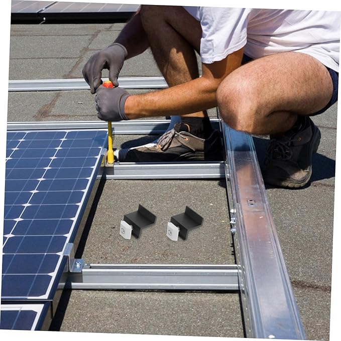 Kisangel 4pcs Solar Panel Bracket Photovoltaic Bracket Pressing Block Aluminum Solar Panel Mounting Stand