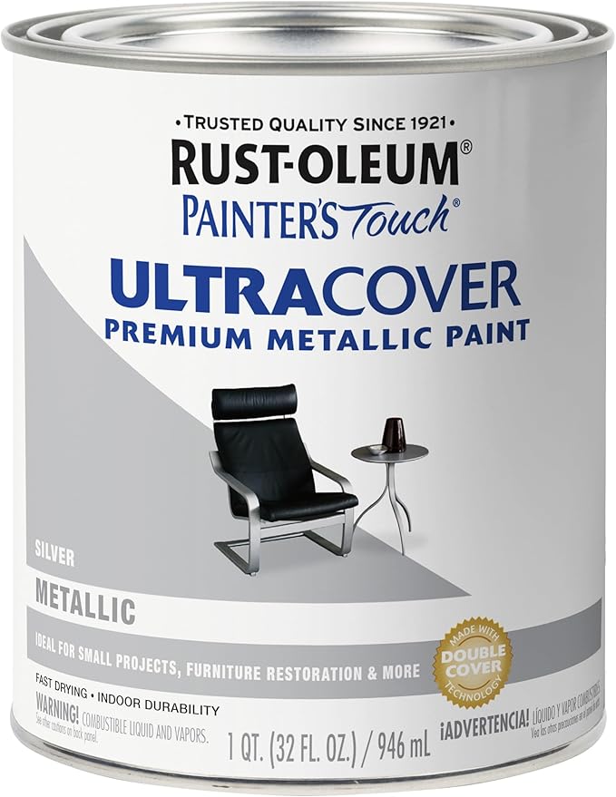 Rust-Oleum 254100 Painter's Touch Metallic Paint, Quart, Metallic Silver, Pack of 1