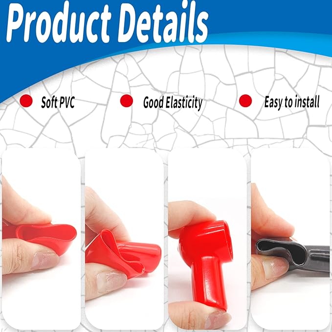 10 Pcs Battery Terminal Boots Insulating Covers, Protector Cable Lug Caps Replacement Tools for Auto Marine Commercial