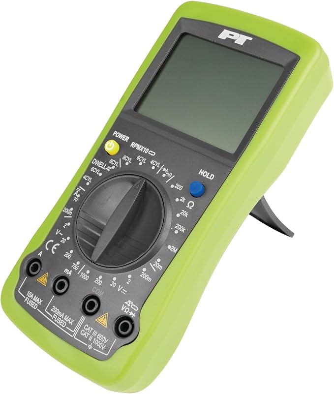 Performance Tool W2972 Automotive Digital Multimeter with Large LCD Display and UL Listed Probes for Standard Electrical Testing on Cars and Benches