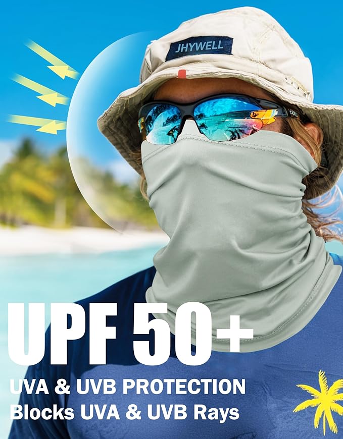 JHYWELL Cooling Neck Gaiter Face Mask, UV Protection Masks Gator, Windproof Bandana for Skiing, Fishing, Hiking, Cycling