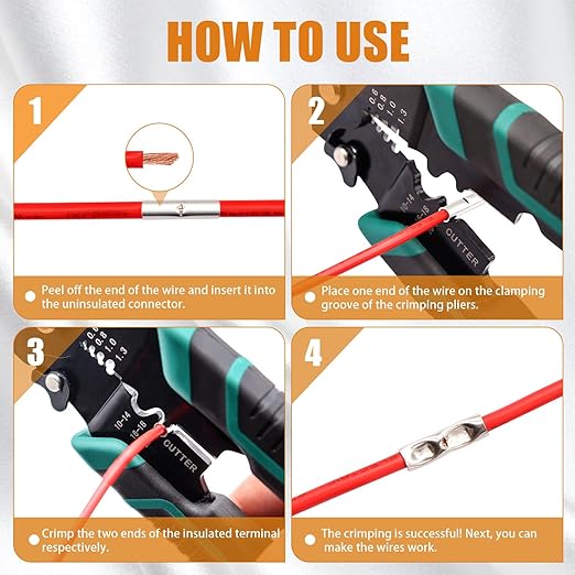 mankk 100PCS Non Insulated Butt Connectors Kit AWG22-16 Tinned Red Copper Butt Connector Uninsulated Butt Connector Wire Crimp Connectors for Electrical Appliances Cars Boats BN1.25