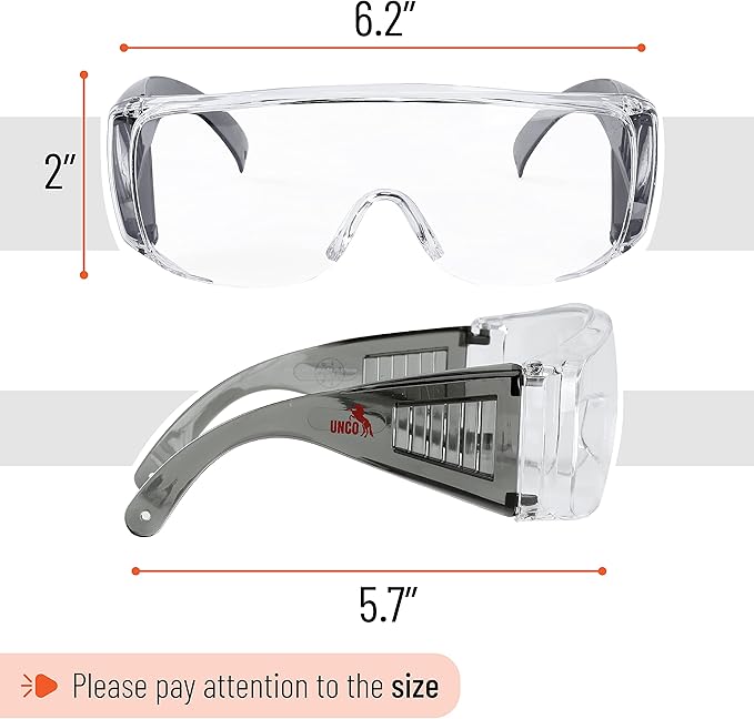 UNCO- Safety Goggles Over Glasses, Protective Goggles, Anti Fog, Work, Safety Glasses Over