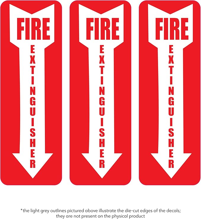 Fire Extinguisher Sign – 12x4" Emergency Location Sticker – Red & White Peel & Stick Vinyl Decal for Wall, Door, or Glass – OSHA-Compliant, Made in USA with Certified Ink