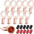 XHF 10PCS 6 AWG-1/2 Heavy Duty Battery Lugs with 3:1 Heat Shrink Tubing, Ring Terminals Battery Cable Ends Copper Eyelets Electrical Battery Connectors