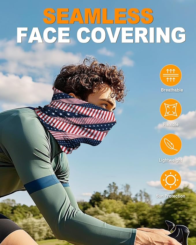 4Pack Neck Gaiter for Men Women Face Cover Mask Head Wrap Balaclava Headwear Bandana Headband Magic Scarf