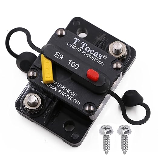 E9 100 Amp Circuit Breaker 12V - 72V DC with Manual Reset | UL Certified Waterproof IP67 | Surface Mount 100A Switch Button with LED Indication