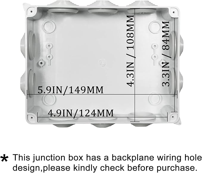 Sunnyglade ABS Plastic Electrical Junction Box IP65 Waterproof Universal Outlet Box Durable Outdoor Electrical Gang Box White （5.9 x 4.3 x 2.8 inch）