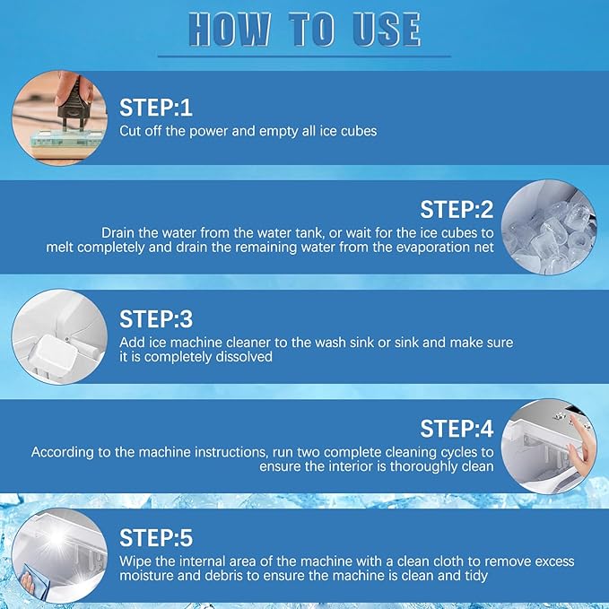 Ice Machine Cleaner Maker Descaler, 12 Ice Maker Cleaner Tablets, Remove Hard Water Mineral Buildup Clean Tablets Ice Makers, Nickel Safe Scale Remover for All Ice Machines
