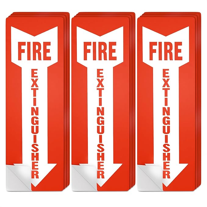 12 Pack Fire Extinguisher Stickers – 4x11.8 Inch Vinyl Signs | Waterproof & Fade-Resistant Safety Decals for Indoors & Outdoors | Easy to Apply on Walls & Doors, for Cabinets, Offices & Commercial Use