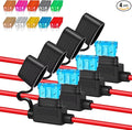 4 Pack 12AWG Inline Fuse Holder, Waterproof Heavy Duty 12V/24V Automotive Fuse Holder Kit with 40pcs Standard ATC/ATO Fuses (2A-40A), Tinned Copper Wire for Car Marine Boat Truck