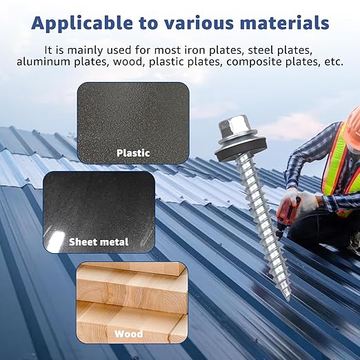 Metal Roofing Screws 300PCS #10 x 1-1/2 inch, Hex Head Sheet Metal Roof Screw with EPDM Washer Replacement for Corrugated Roofing