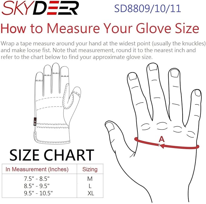 SKYDEER 3-Pairs Pack Durable Leather Work Gloves for Gardening and General Work (SD8810/L)