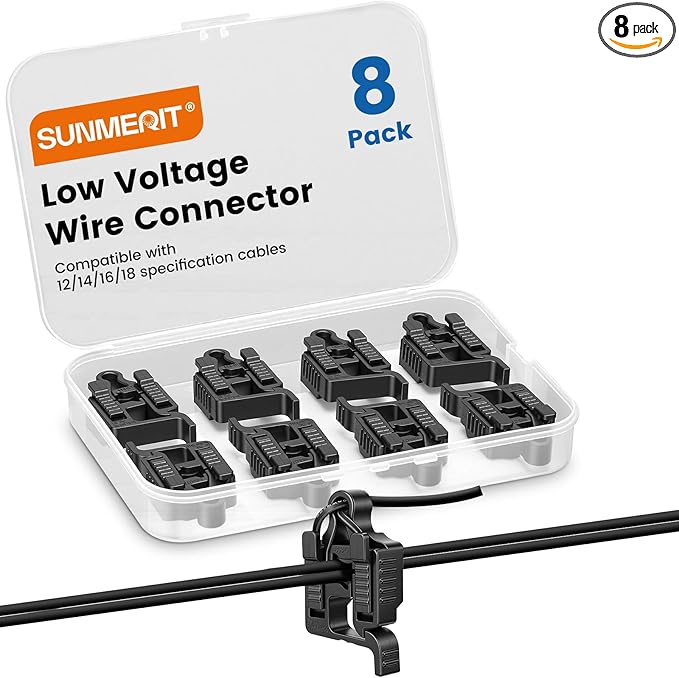Low Voltage Wire Connectors for Landscape Lighting, Compatible with #12/14/16/18 Gauge Underground Cable for Pathway Lights, Spotlight, In-ground Lights, Waterproof, UL Listed (8)