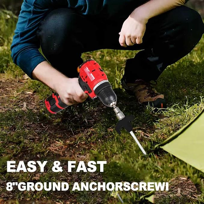 20 Pack Screw in Tent Stakes Heavy Duty,8 ’’ Ground Anchors Screw in,Metal Stakes with Hex Head Driver and Sturdy Storage Box. (20, Black)