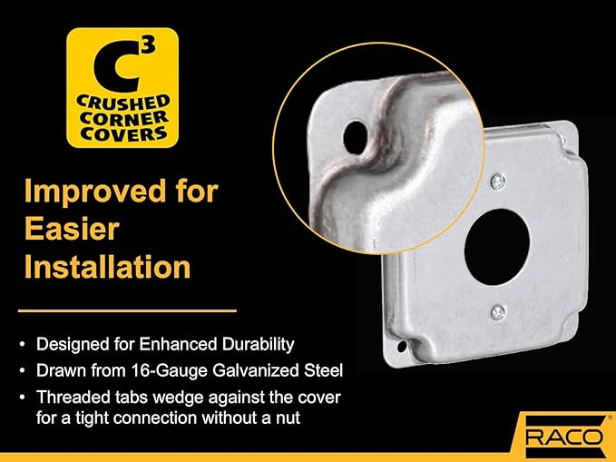 Hubbell-Raco 801C 1 Receptacle 1.406-Inch Diameter 4-Inch Square Exposed Work Cover