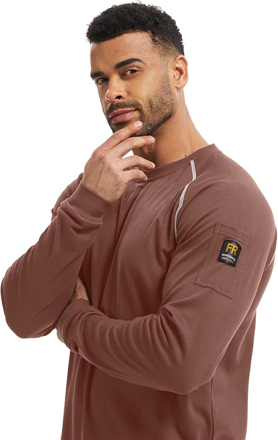 WORKWEYA FR Shirts for Men 5.5OZ Light Weight Welding Flame Resistant Shirts NFPA2112 CAT2