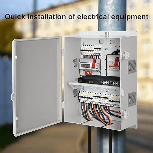Outdoor Electrical Junction Box, ABS Water Resistant Enclosure with Internal Mounting Panel & Hinged Cover, 16.1" H* 12.2" L* 5.9" W
