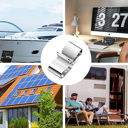 Trailer Frame Wire Clip Stainless Steel Metal Cable Clips Solar Panel Clip Double Wire Clips Clamps for Boat Cargo Camper 30Pcs